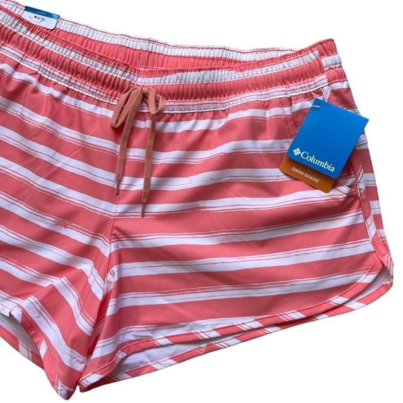 Columbia Women’s Bogata Bay Stretch UPF 50 Print Shorts Size XL Coral Stripe - Picture 4 of 9